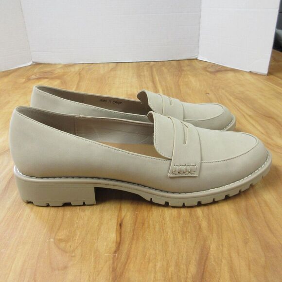 DV DOLCE VITA Crisp Lug Sole Penny Loafers Womens Sz 11 Dune Beige Slip On Shoes - Picture 5 of 14